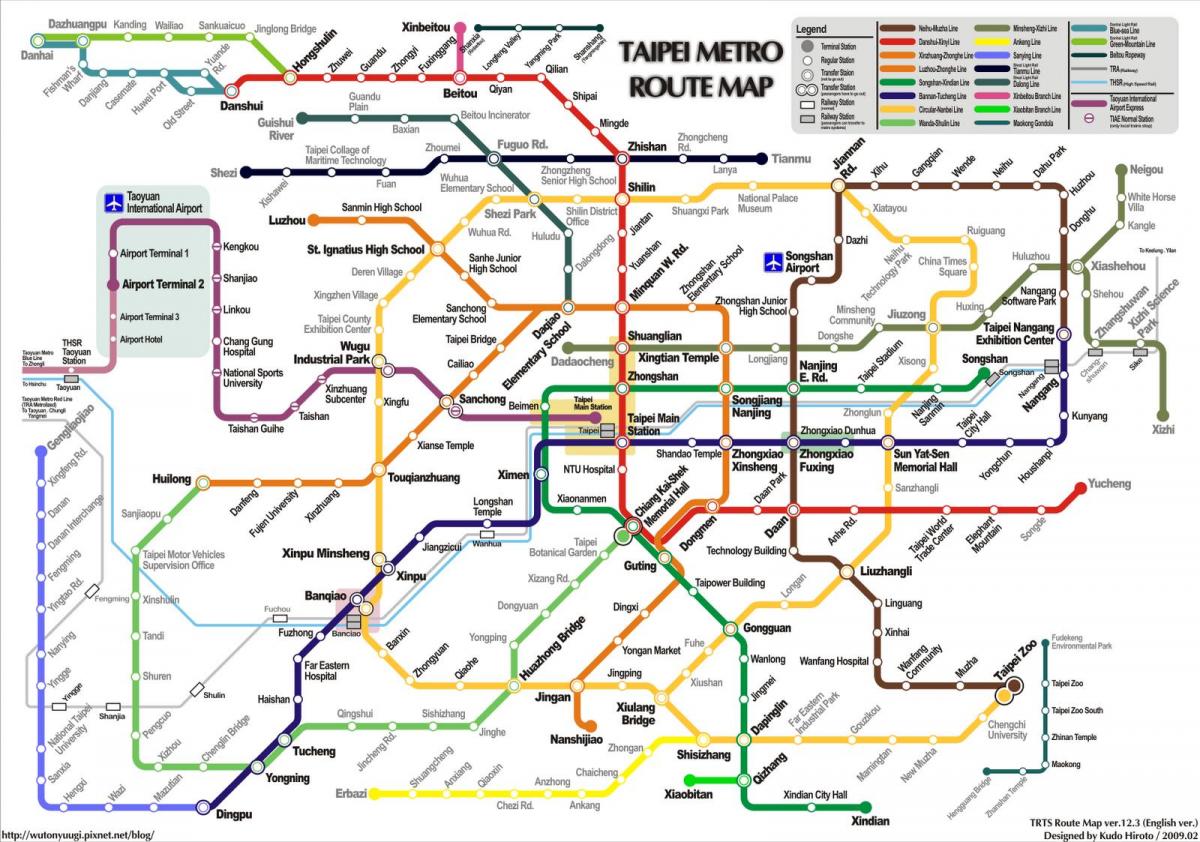 metrou Taipei arată hartă