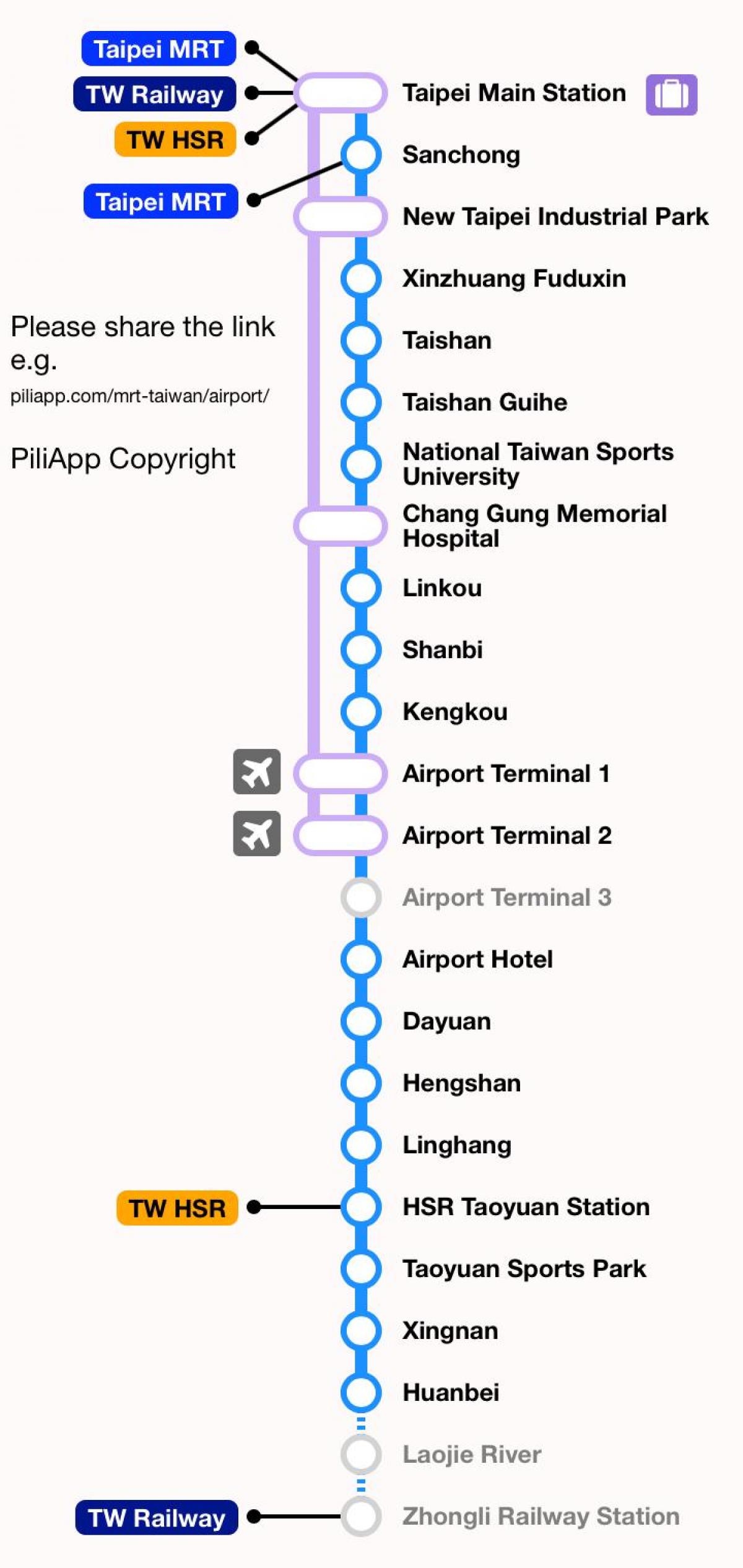 Taipei mrt hartă aeroportul taoyuan