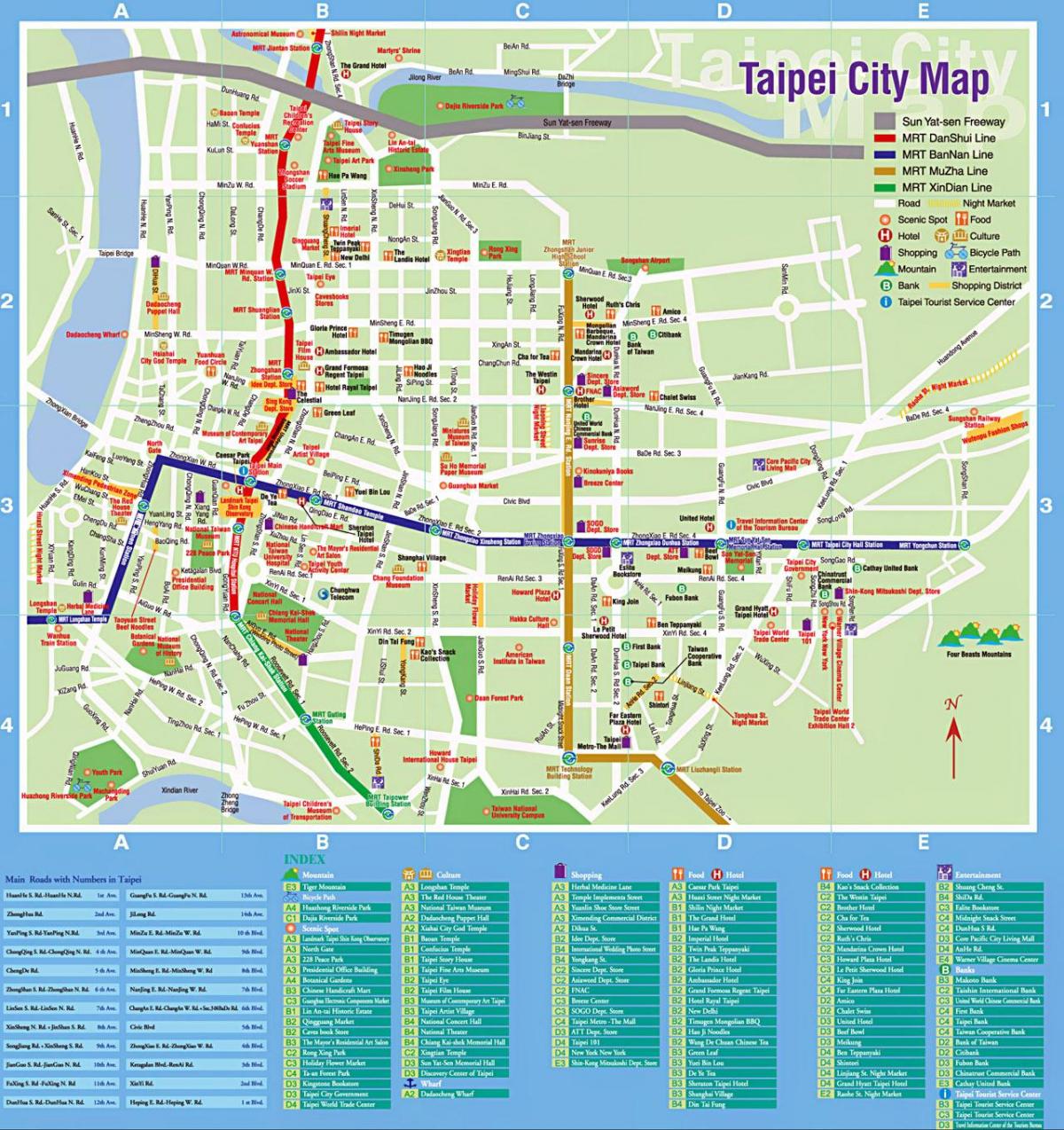 Taipei harta obiectivelor turistice