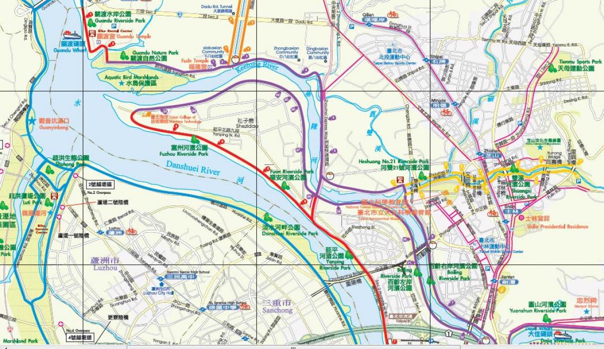harta Taipei calea de biciclete