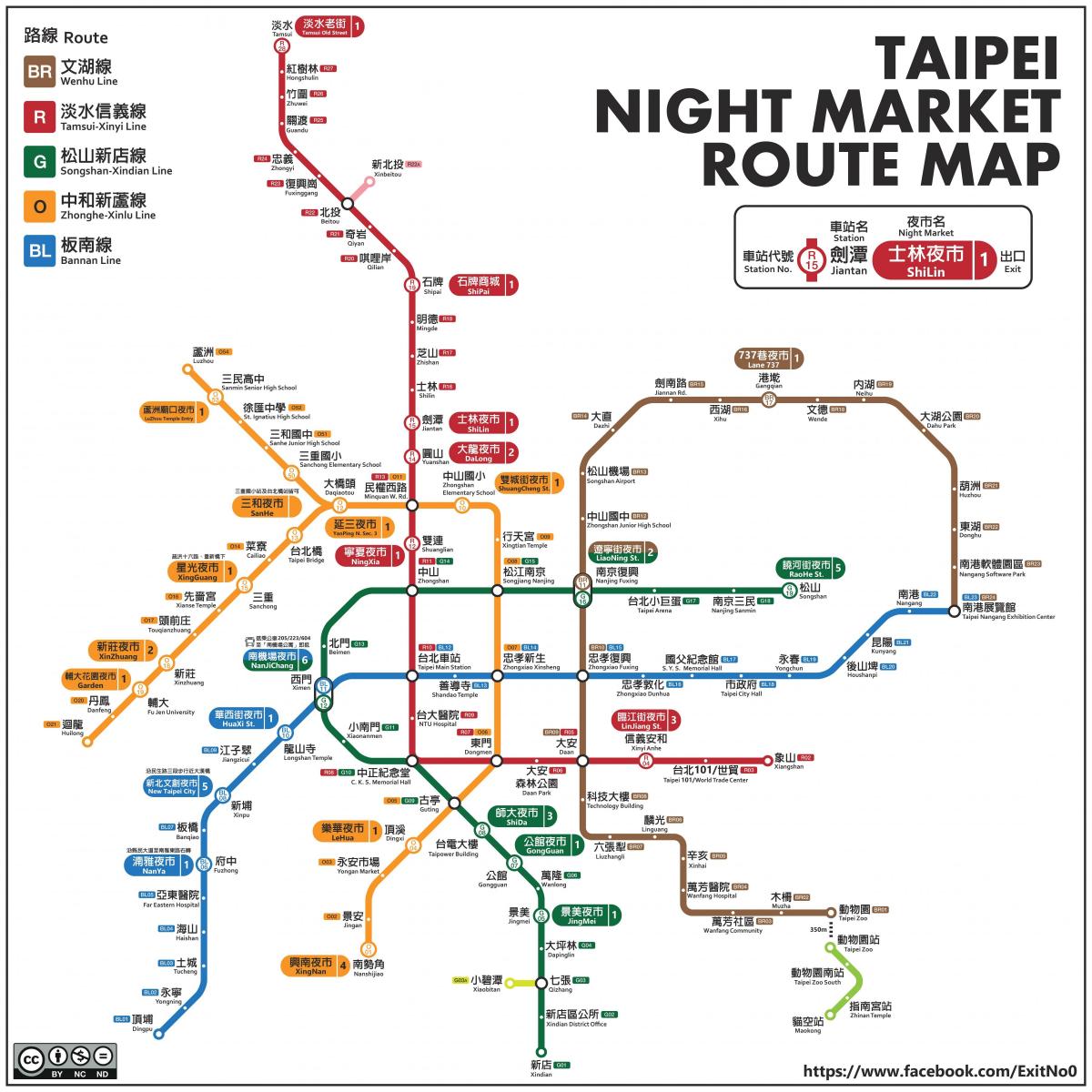 harta Taipei piețele de noapte
